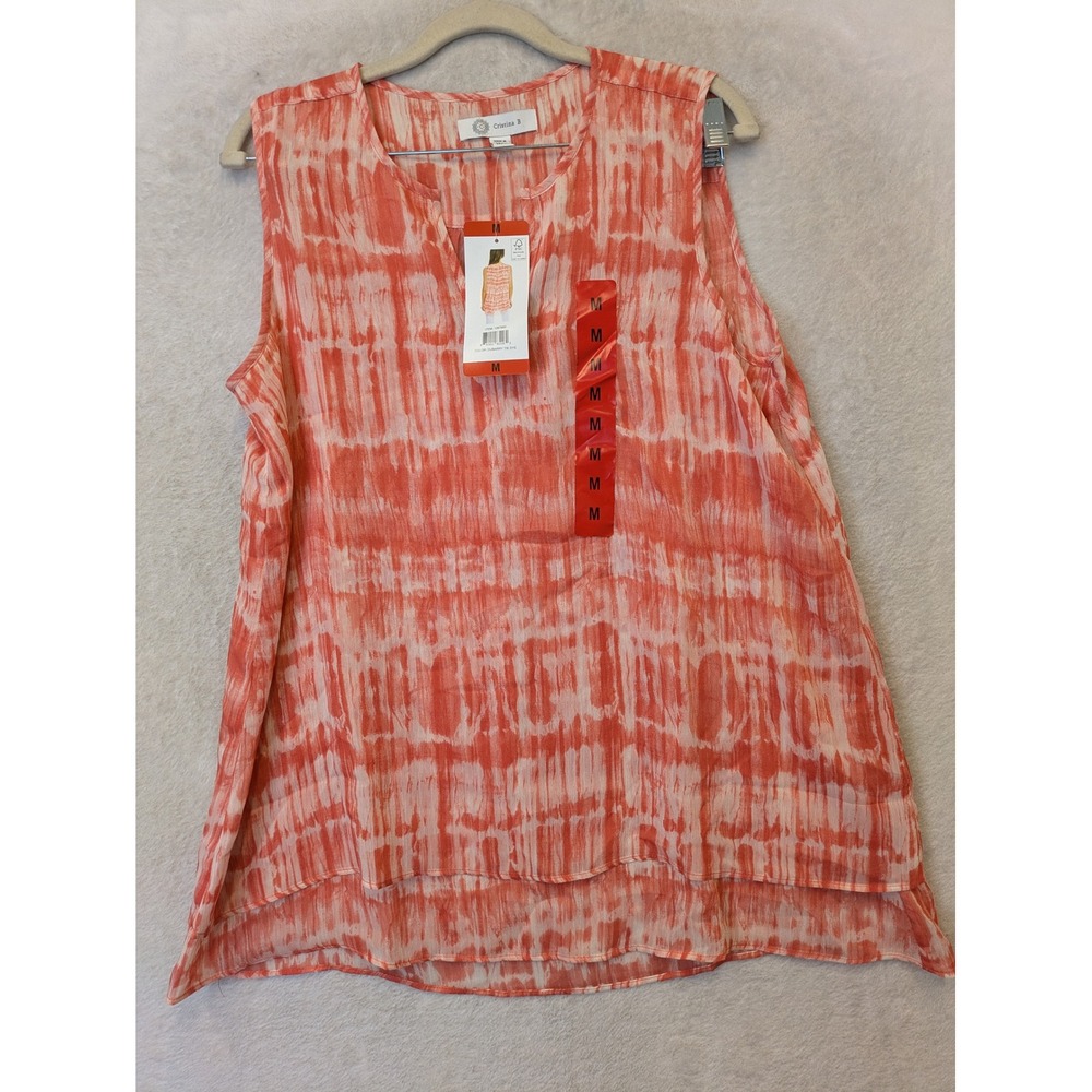 NEW Cristina B Sleeveless Top Women's M Dubarry Tie Dye Split‎ Neck High-Low Hem